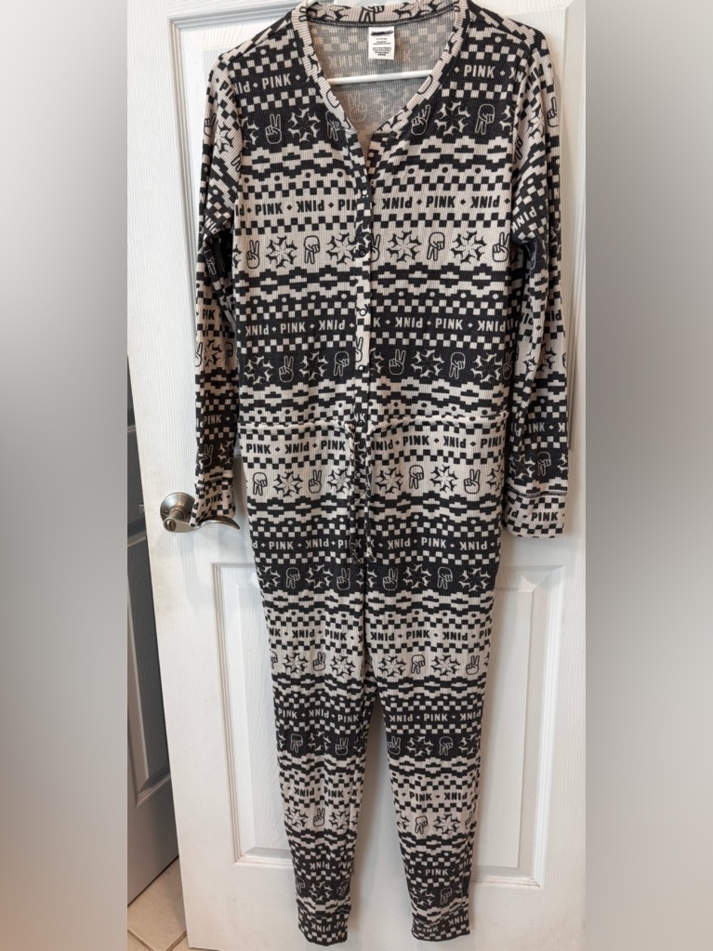 PINKโ Victoria's Secret Peace Sign One Piece Pajama Set